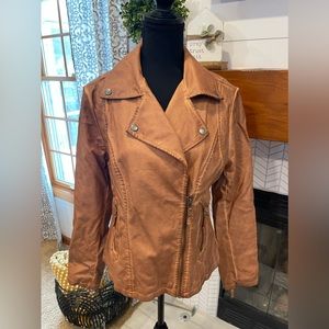 NWT brown faux leather jacket womens size large 🔥🤎